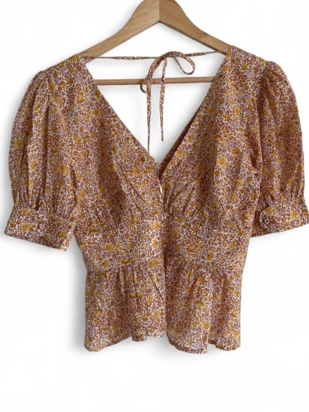 J.Crew 100% Cotton Floral Peplum Puff Sleeve Coquette Cottagecore Blouse 2